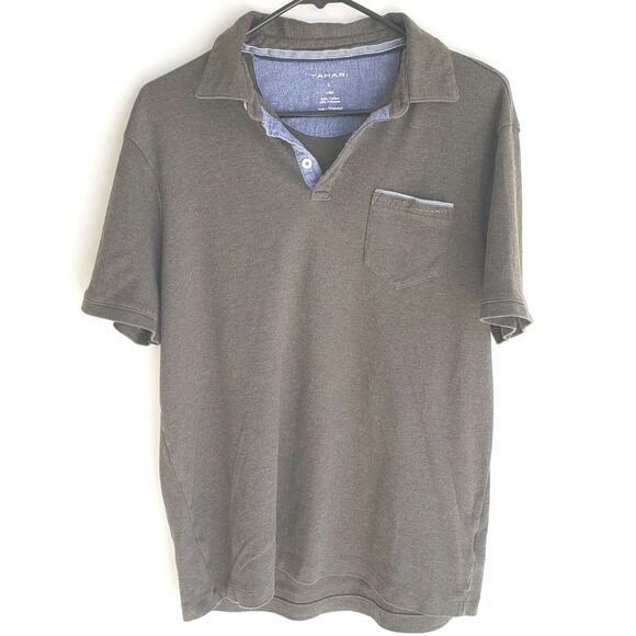 Tahari Short Sleeve Pocket Polo Shirt Mens Large Green 0372 - Picture 1 of 8